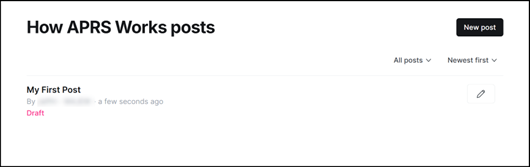 Ghost Editor - How APRS Works - Post Settings Button