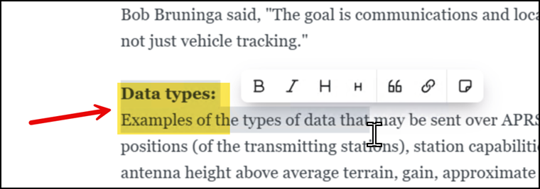Headings - How APRS Works - Heading in Paragraph