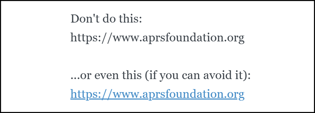 Hyperlinks - How APRS Works - Don't Do This